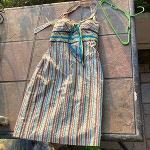Betsey Johnson Blue Green Spaghetti Strap Halter Sundress